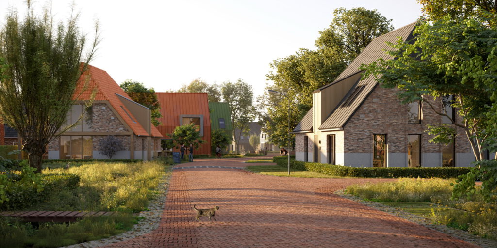 Impressie van het boerenlint dat door het landschap slingert met diverse architectuur